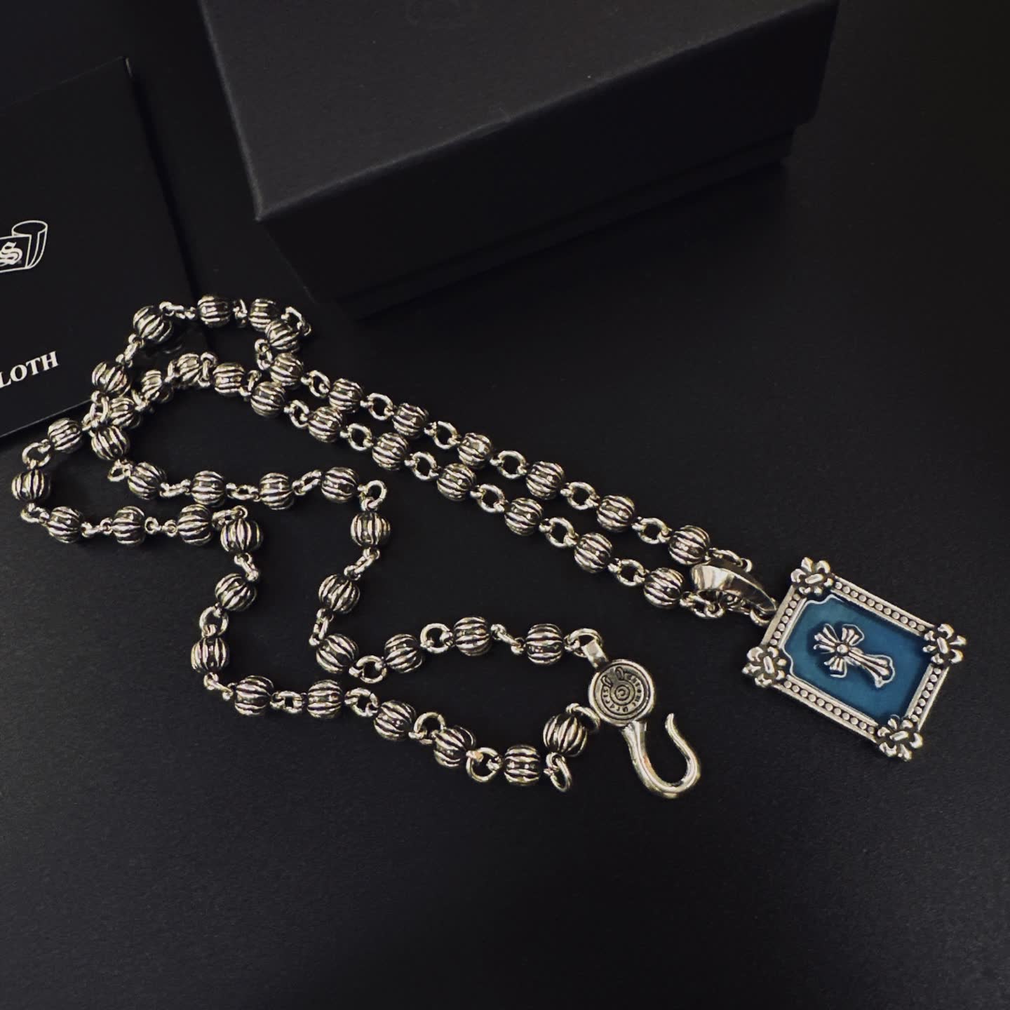 Chrome Hearts Silver Cross Pendant Necklace